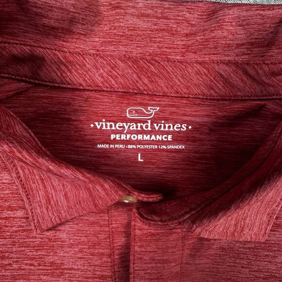 Vineyard Vines Performance Polo Men L Red Stretch Golf Stretch Wicking SS - Picture 7 of 8